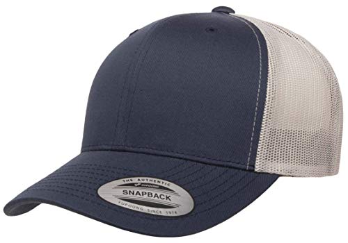 Retro Trucker Hat - Navy/Silver - One Size Snapback Cap