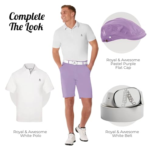 Royal & Awesome Pastel Purple Men's Golf Shorts Slim Fit Fun Bright Design