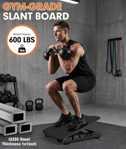 Black Adjustable Slant Board for Squats and Calf Stretching | Heavy-Duty Steel