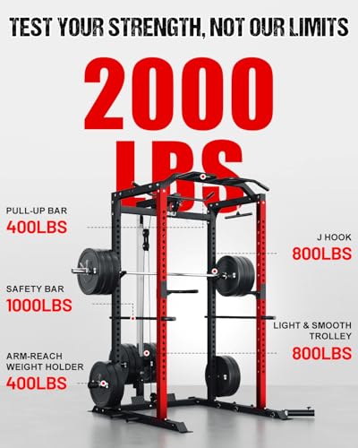 C1-V4 Power Cage - 2000LBS Squat Rack with LAT Pulldown