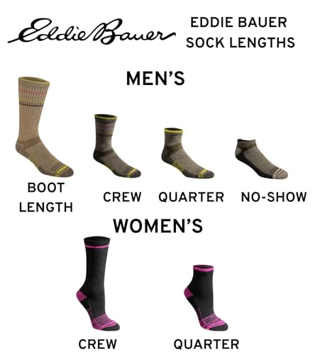 Eddie Bauer Men's Dura Dri Moisture Control Crew Socks Large/Boot Length Black Assorted 6 Pairs