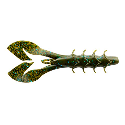 Spine Craw Soft Plastic Bait Fishing Lure - Green Pumpkin Blue Flake, 8 Pack