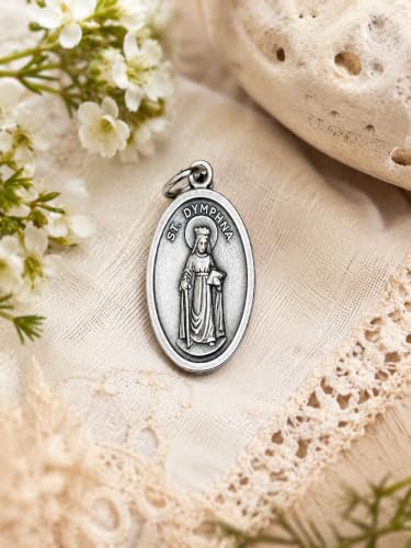 St. Dymphna Medal - Beautifully Engraved Silver Tone Medallion