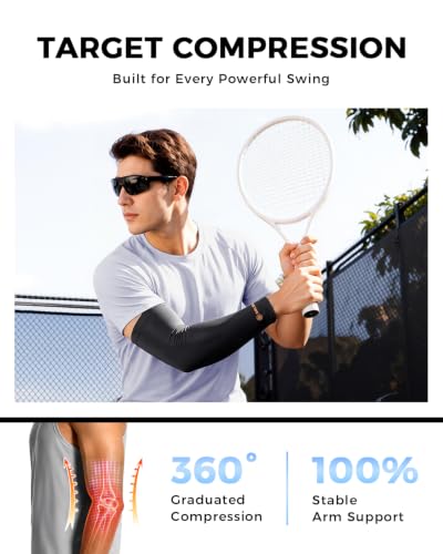 SoloEver Copper Compression Arm Sleeves Full Length Black L/XL Long for Forearm Bicep Triceps