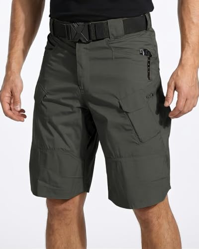 Wangdo Men's Lightweight Tactical Cargo Shorts - Large Dark Grey