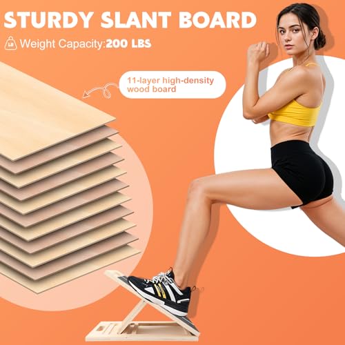 Adjustable Wooden Slant Board for Calf Stretching - 1PC