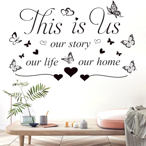 Inspirational Quote Wall Decals - This is us, a Little bit of Crazy, Loud Whole lot of Love - Home Decoration Murals for Living Room, Bedroom Wall Decor