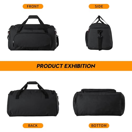 Large 50L Duffle Bag for Gym & Travel - Black with Multiple Pockets