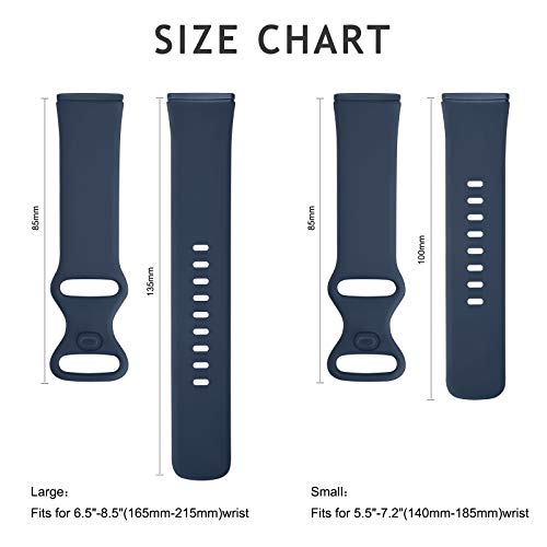 Soft Silicone Sport Bands for Fitbit Versa 4/3 & Sense/Sense 2 - Black+Navy Blue