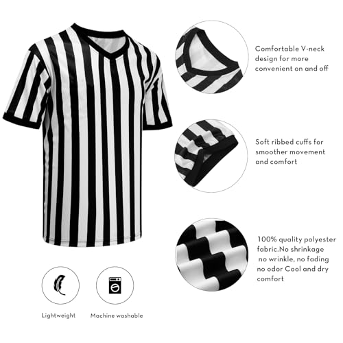 Referee V-Neck Shirt - Official Umpire Jersey for Basketball & Football - X-Large