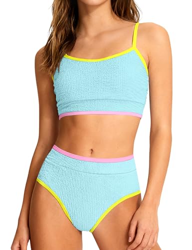 Girls Mint Green Two Piece Scoop Neck Bikini Set - 11-12 Years