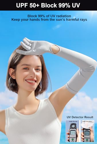 UV Protection Full Finger Women's Driving Gloves - White