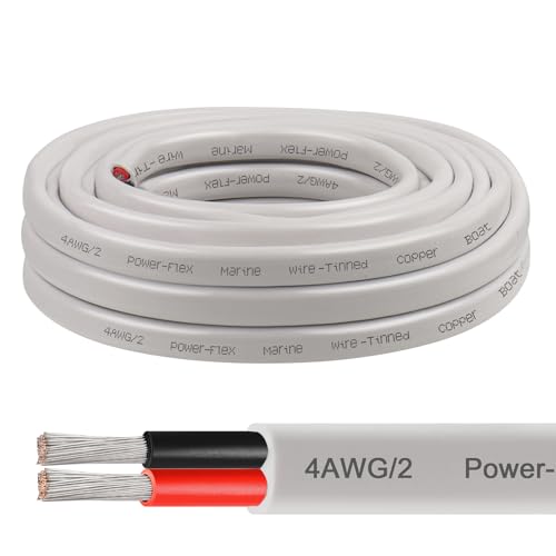 YDDECW 10FT 4 AWG Marine Tinned Copper Wire Waterproof Corrosion-Resistant Boat Cable