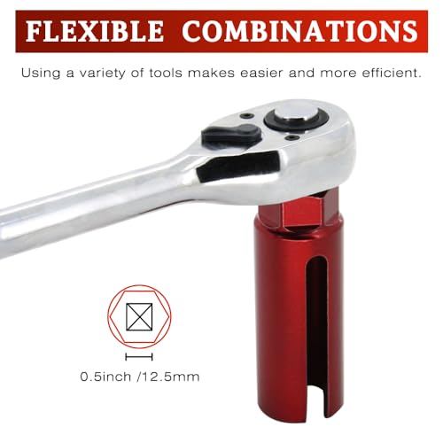 Oxygen Sensor Socket with Side Wire Cutout 1/2¡± Inch Drive x 7/8¡±(22mm) O2 sensor socket removal Tool for Vehicles (Red)