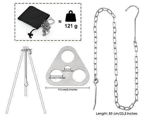 Stainless Steel Campfire Tripod Plate - 4 x 4 x 1 in for Outdoor Cooking