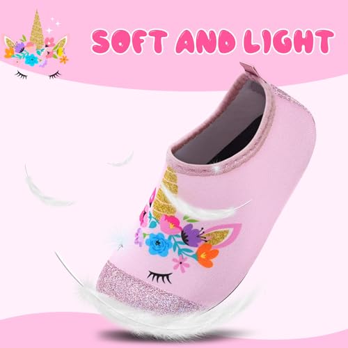 Kids Water Shoes - Quick Dry Barefoot Aqua Socks, A-Bling Unicorn 9.5-10 Toddler