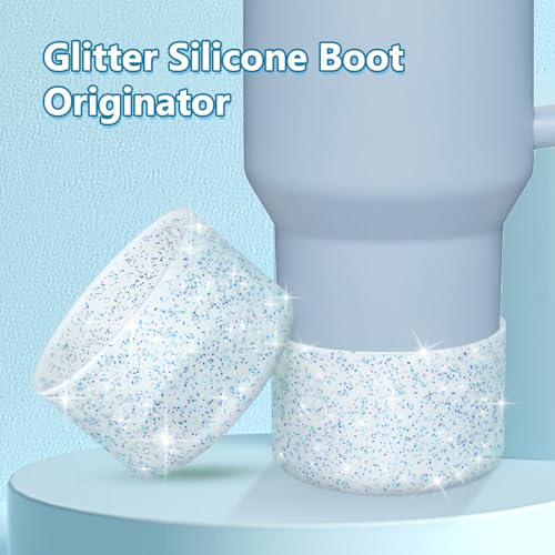 Bling Silicone Boot for Stanley Quencher 40oz & Hydro 12-24oz - Transparent Bling Blue