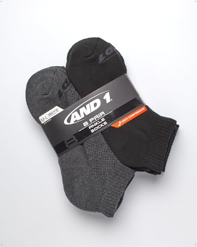 Boys Quarter Athletic Socks 8 Pack - Cushioning, Moisture Wicking, Grey/Black, Small-Medium