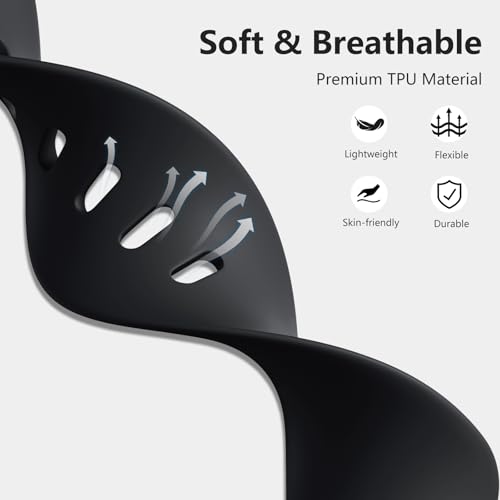Soft Replacement Sport Band for Fitbit Versa 3/4 & Sense 2 - Black, Large