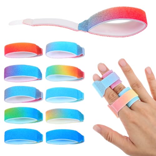 10 Pcs Washable Finger Buddy Tape Straps - 13cm Gradient