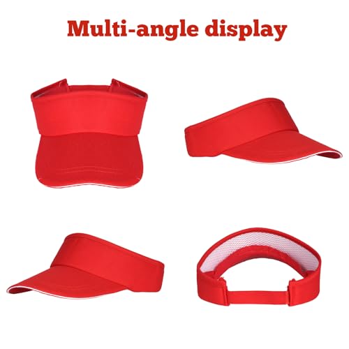 Adjustable Sport Sun Visor Hat for Women & Men - Red