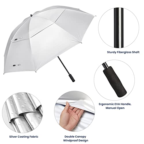 G4Free 80 Inch Double Canopy Windproof Golf Umbrella - Silver/Black