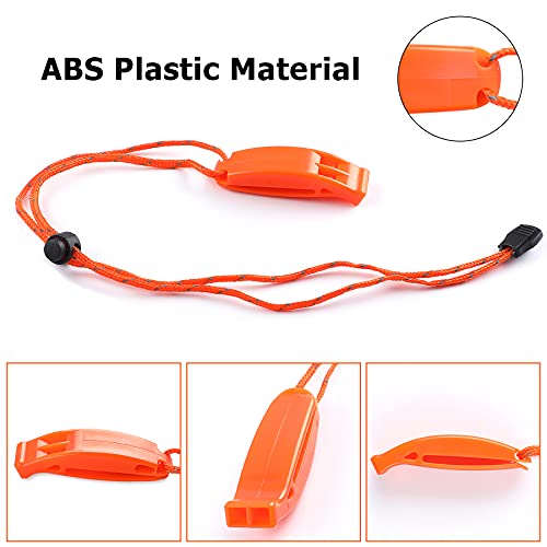 Emergency Survival Whistles - 6PCS Orange with Adjustable Lanyard