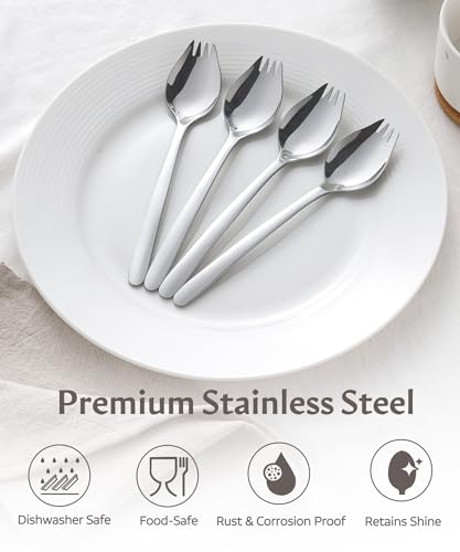 7-Inch Stainless Steel Spork Set - Reusable Metal Sporks, 4 Pack