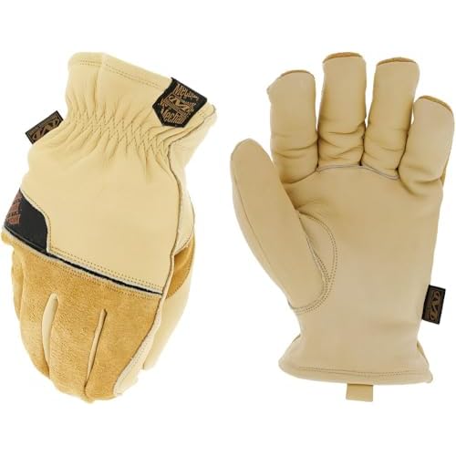 Mechanix Wear: ColdWork Durahide Insulated Leather Driver Winter Work Gloves, Water Resistant, Equipped with 40g 3M Thinsulate, Heavyweight Sherpa Lining, for Heavy Cold Weather (Tan, Large)