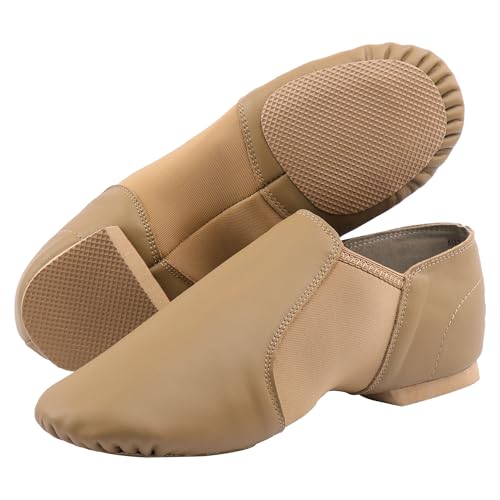 Linodes Leather Upper Jazz Dance Shoes for Women & Men - Brown, Size 14 Women / 13.5 Men