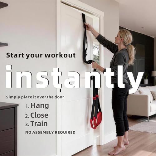 Portable Suspension Straps with Built-in Door Anchor for Bodyweight Workouts