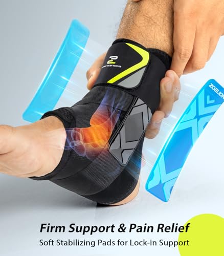ZOELION M Ankle Brace Support for Sprains & Injury Recovery - Slim Fit, Self-Adjusting Pads