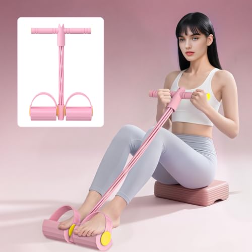 21-Piece Resistance Bands Set with 6 Tubes & Pedal Ankle Puller - Pink