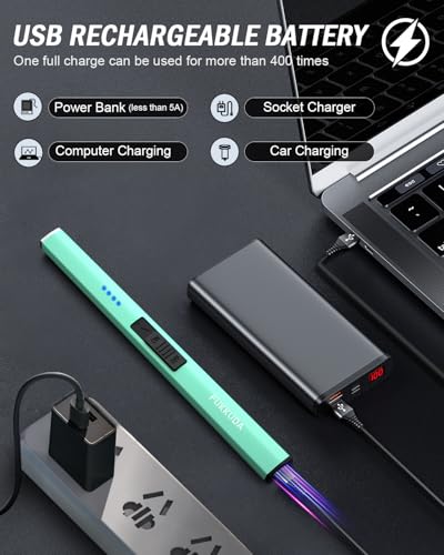 Electric Candle Lighter - USB Rechargeable Flameless Plasma Arc - Tiffany Blue