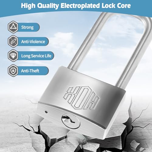 HOX Marine-Grade Rustproof Padlock, Stainless Steel Shackle & Chrome-Plated Brass Body, Weatherproof Outdoor Lock, 2.5-Inch Long Shackle (6 Pack)