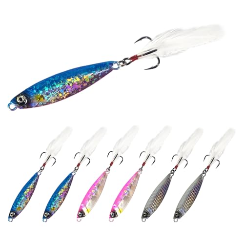 Micro Shore Jigging Lure Set - 6PCS 1/4oz Metal Fishing Jigs