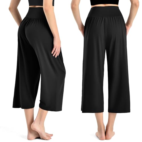 Casual Capri Pants for Women - Wide Leg, 23" Inseam, X-Large, Black