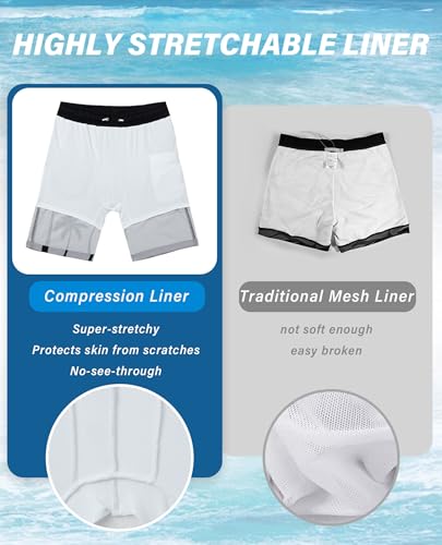 Gleeease Men's 9 Inch Swim Trunks with Compression Liner - X-Large Gradient Palm Tree