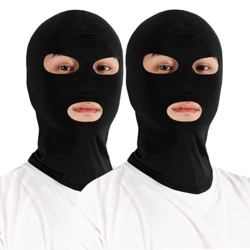3 Hole Ski Mask Balaclava Face Mask - 1-2 Pack Black & Black