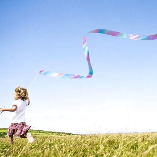 4PCS Sparkly Dance Ribbon Wands - Pink & Blue for Kids