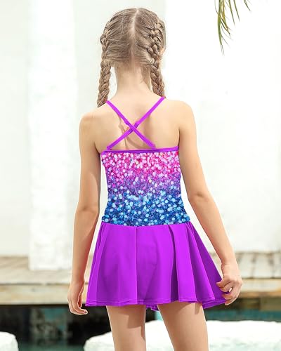 Girls Tankini Swimsuit - Hot Pink Sequin, Size 7-8 Years