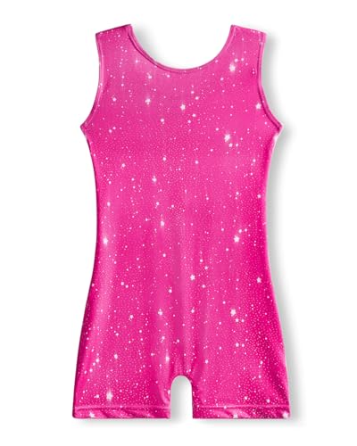 Gymnastics Leotard with Built-in Shorts - Magenta Starry 3-4T