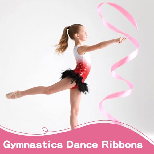 10 Pcs Dance Ribbons Set - Rainbow Gymnastics Ribbon Wands