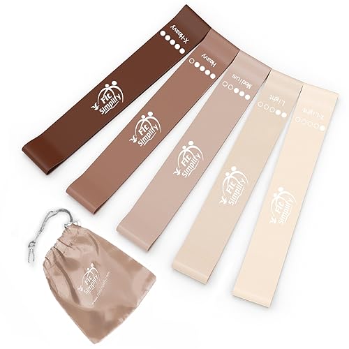 Resistance Loop Exercise Bands Set of 5 with Carry Bag - Coffee