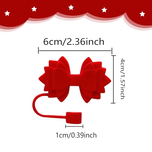 6Pcs Silicone Bow Straw Toppers for 10mm Straws - Off-White