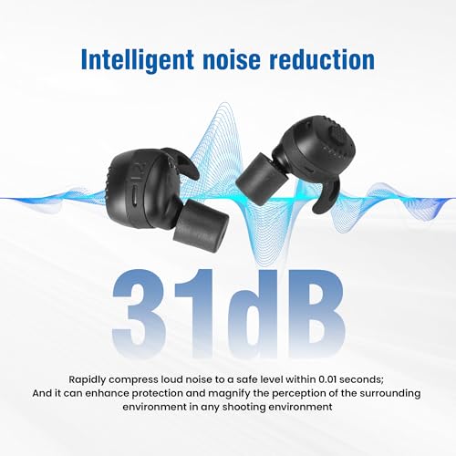 Electronic Shooting Ear Protection with Bluetooth 5.4, NRR 31dB - E30 Black