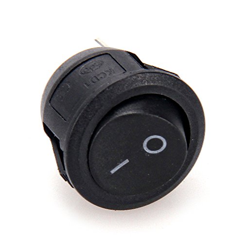 2-Pack Round Rocker Switch - SPST 12V 10A Black On/Off Button for DC Circuits