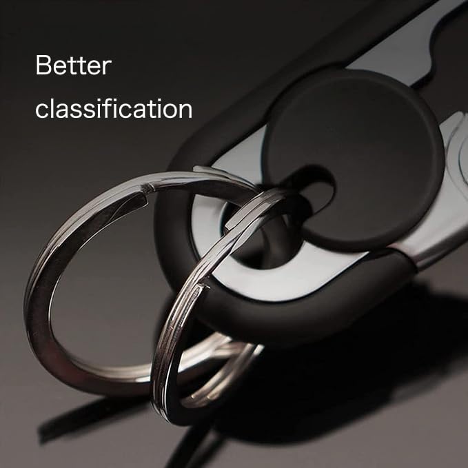 Stainless Steel Car Keychain for Men - 2 Pack, Black