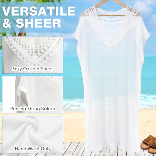 Women's Lightweight Sheer Poncho Cover-Up Swimsuit - Beige