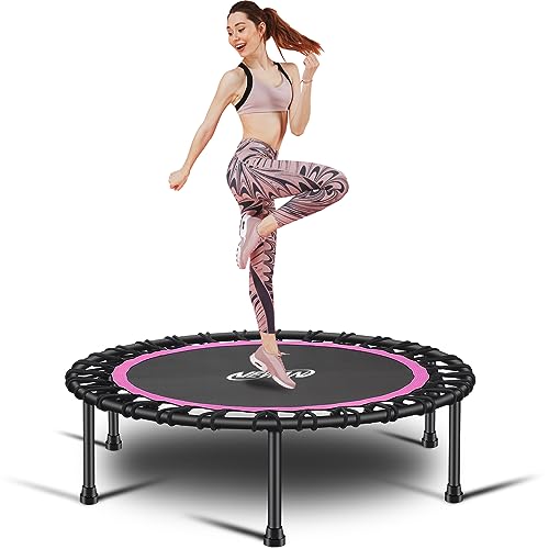 Silent Mini Trampoline 40" Round Pink - Fitness Bungee Rebounder